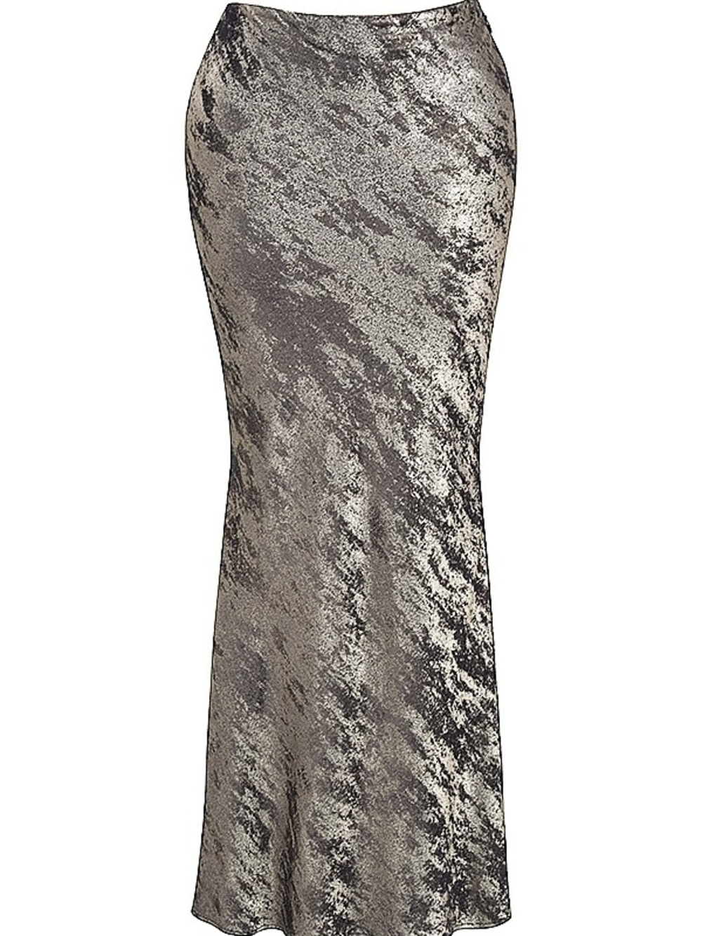 NWOT House Of CB Pewter Bias Cut Silver Metallic Midi Maxi Skirt XS